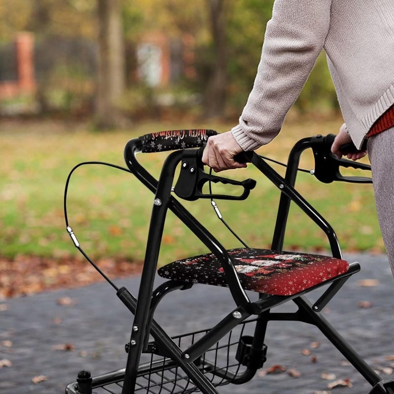 LedBack Walker Accessories Merry Christmas Print Rollator Walker Seat and Backrest Covers Soft Dust Cover Christmas Decor 2 Piece Walker Seat Cover Set - Image 4